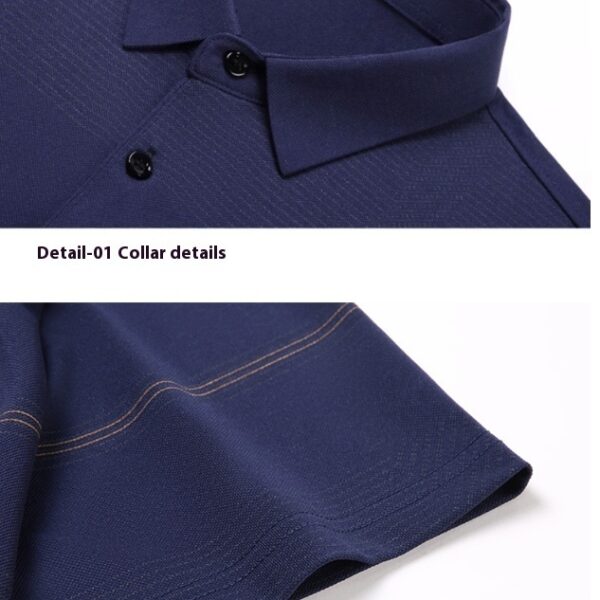 Men's Stripe Belt Lapel Short Sleeve Polo Shirt - Image 2