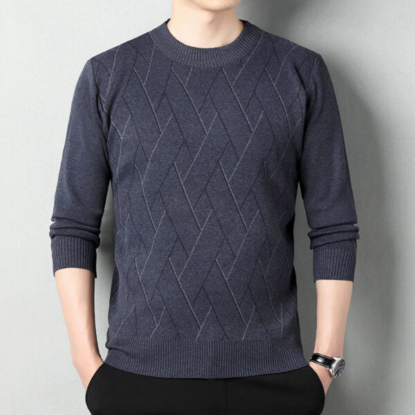 Men's Loose Multicolor Round Neck Warm Sweater - Image 7