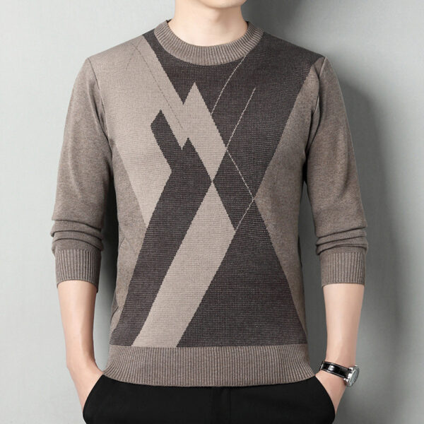 Men's Loose Multicolor Round Neck Warm Sweater - Image 8