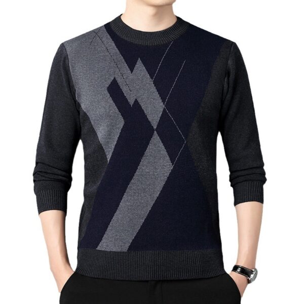 Men's Loose Multicolor Round Neck Warm Sweater - Image 5