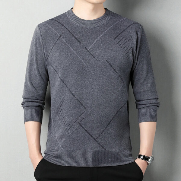 Men's Loose Multicolor Round Neck Warm Sweater - Image 4