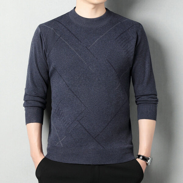 Men's Loose Multicolor Round Neck Warm Sweater - Image 6