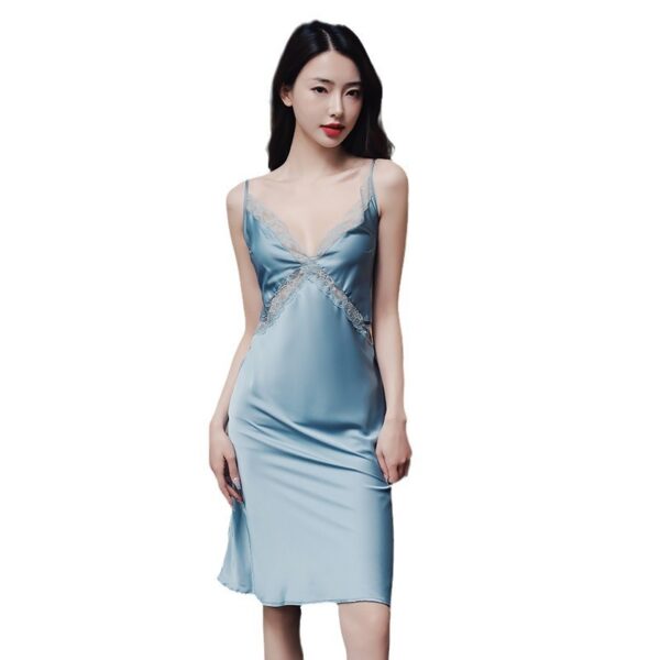 Lace Strap Women's Ice Silk Pajamas Thin Homewear Nightdress - Image 2