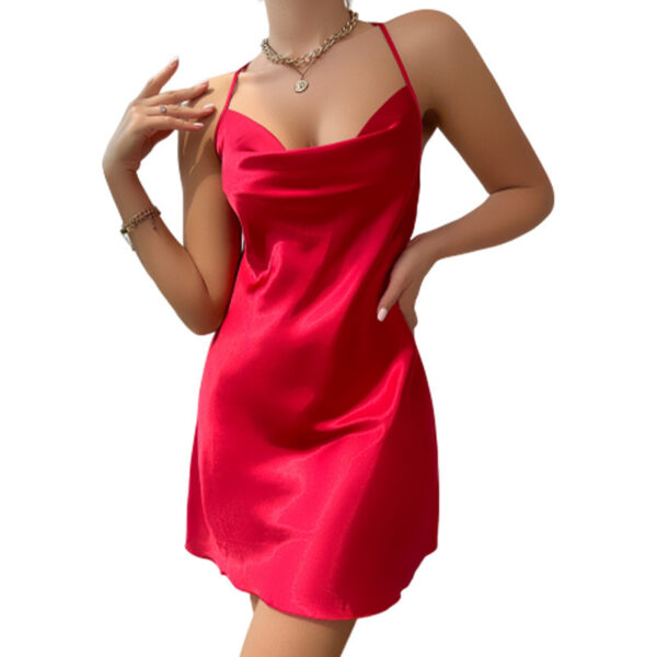 Ice Silk Satin Suspender Skirt Mid-length Casual Slip Nightdress - Image 5