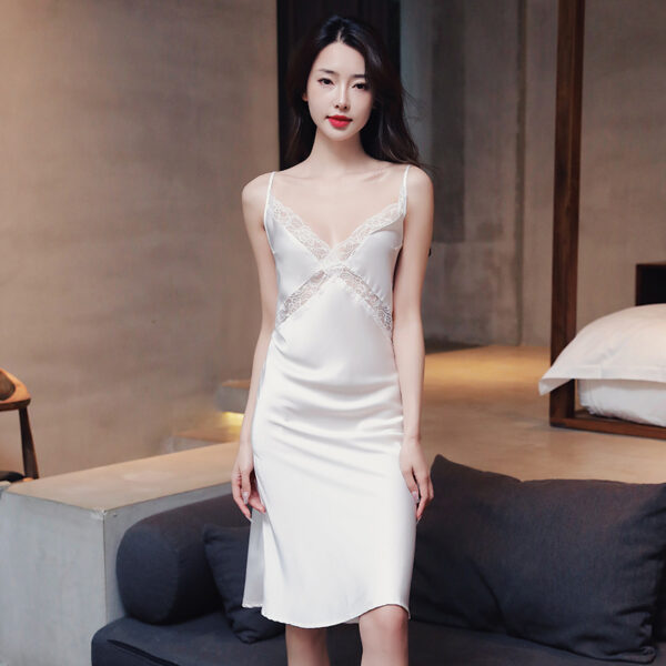 Lace Strap Women's Ice Silk Pajamas Thin Homewear Nightdress - Image 4