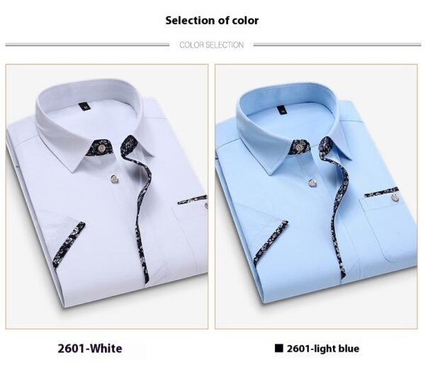 Men's New Short-sleeved Shirt Korean Fashion Casual Slim Print Plus Size Fashion - Image 3