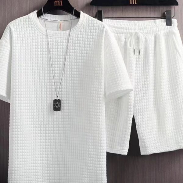 Summer Half Sleeves T-shirt Shorts New Two-piece Suit Casual Simple Men's Clothing - Image 5