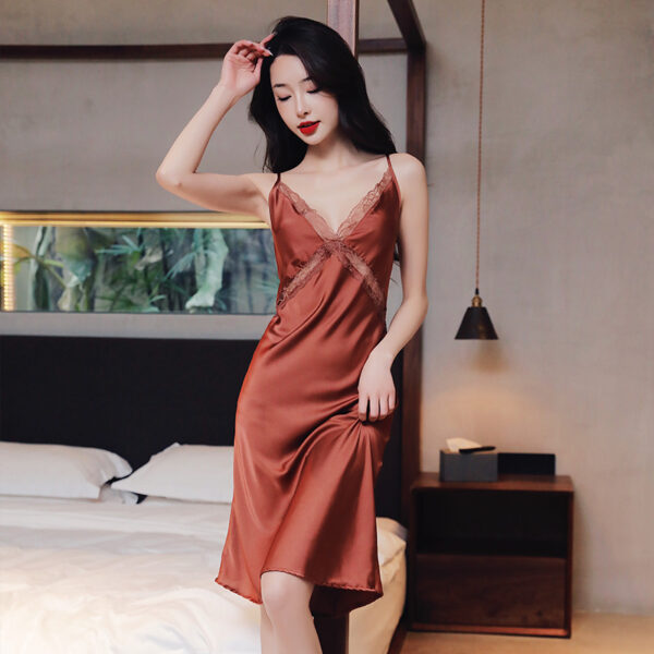 Lace Strap Women's Ice Silk Pajamas Thin Homewear Nightdress - Image 5