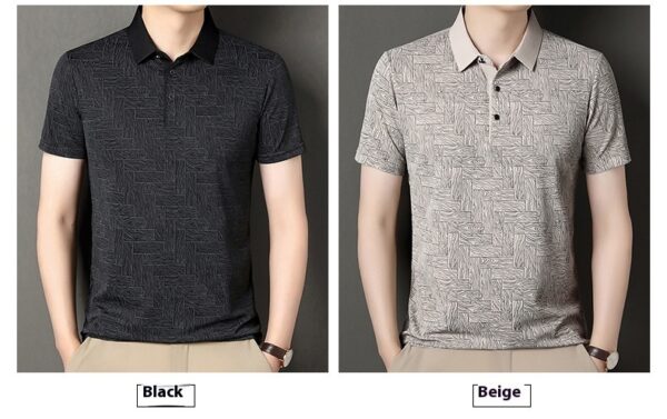 Men's Ice Silk Cool Printing Stylish Versatile Casual Short Sleeve - Image 5