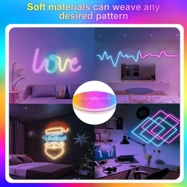 5V RGB Neon Strip Light 1M 2M 3M 5M USB Waterproof Flexible Ribbon Tape Neon Lights With Bluetooth Remote Control For Home Decor - Image 7