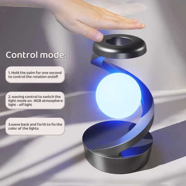 LED 360° Rotating Night Light With Wireless Charger Cordless Desk Lamp Rechargeable LED Levitating Night Light For Living Room - Image 3