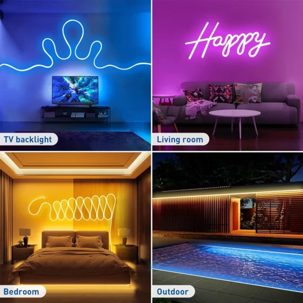 5V RGB Neon Strip Light 1M 2M 3M 5M USB Waterproof Flexible Ribbon Tape Neon Lights With Bluetooth Remote Control For Home Decor - Image 6